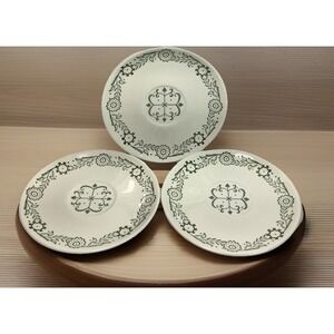 Vintage Scio Provincial White Green Weathervane‎ 6" Saucers 1960's Set Of 3